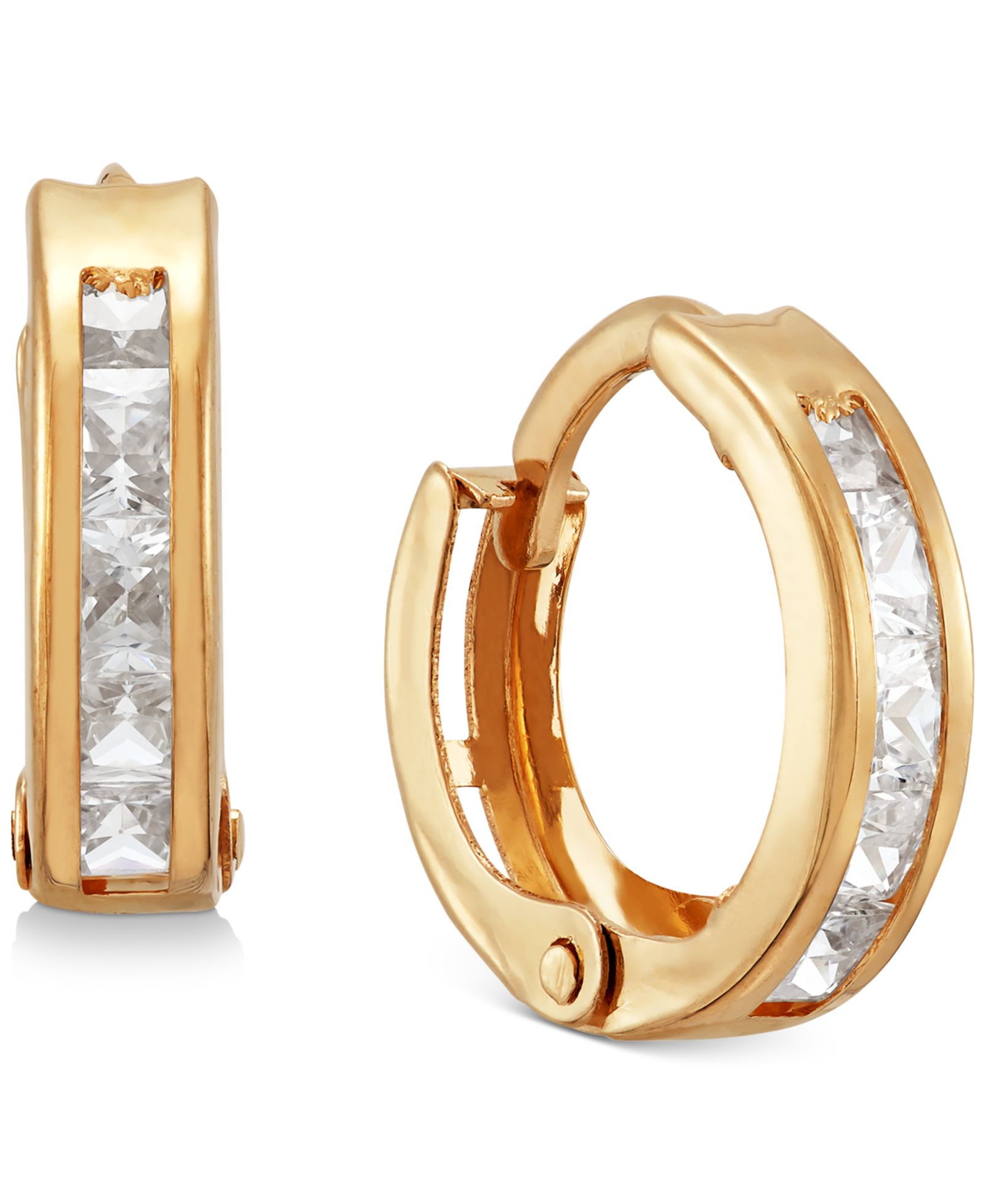 Детские серьги-кольца Cubic Zirconia Extra Small Huggie Hoop, 14k Gold, 10mm