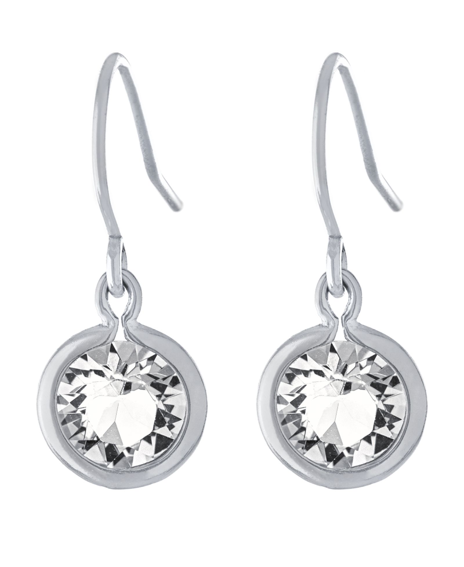 Серьги-подвески Macy's Fine Crystal 6mm Bezel Drop в Sterling Silver