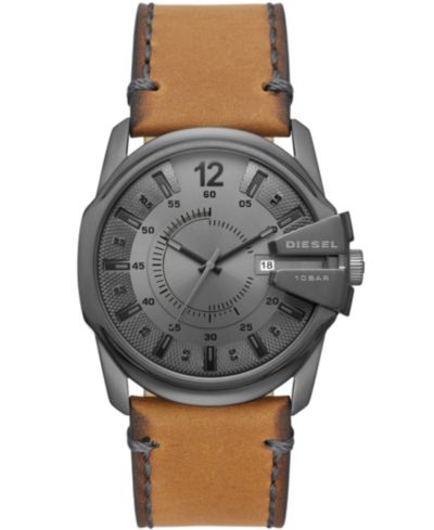 Diesel Мужские часы Master Chief Three-Hand Brown Leather 46mm