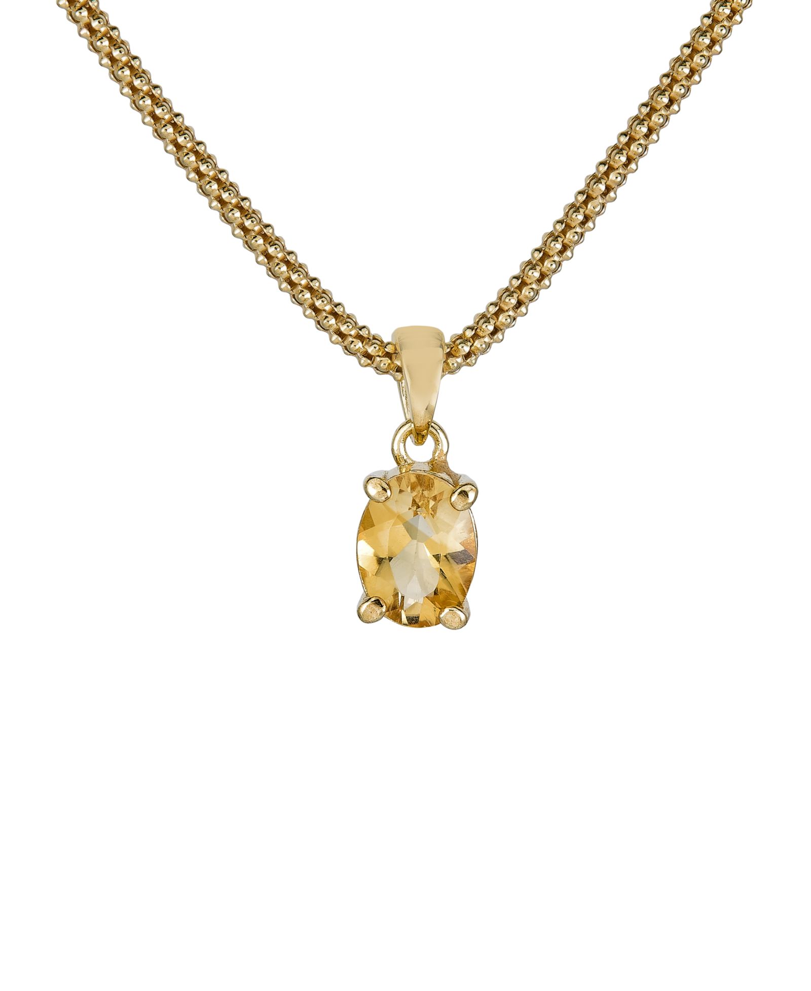 Подвеска-ожерелье Citrine Oval Pendant 14k Gold-Plated Sterling Silver 17" + 1-1/5" extender
