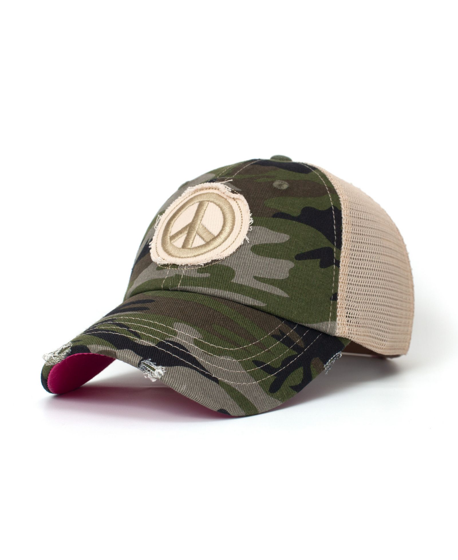 Shady Lady Женская Adjustable Snap Back Mesh Camo Peace Sign Trucker Hat