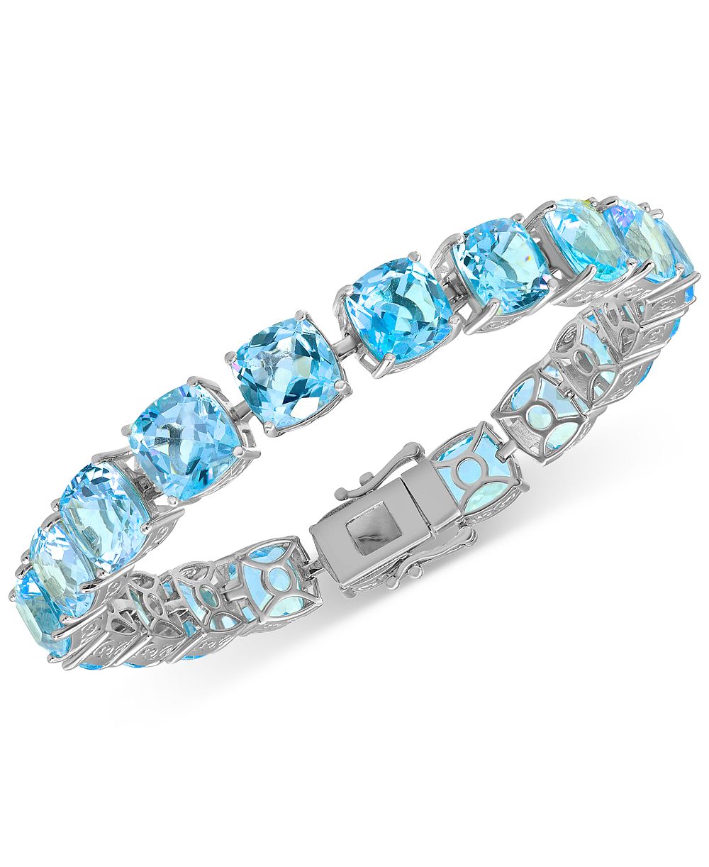 Браслет Blue Topaz Cushion Tennis из стерлингового серебра