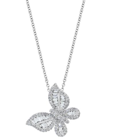 Подвеска EFFY® Diamond Butterfly 18" в белом золоте 14k