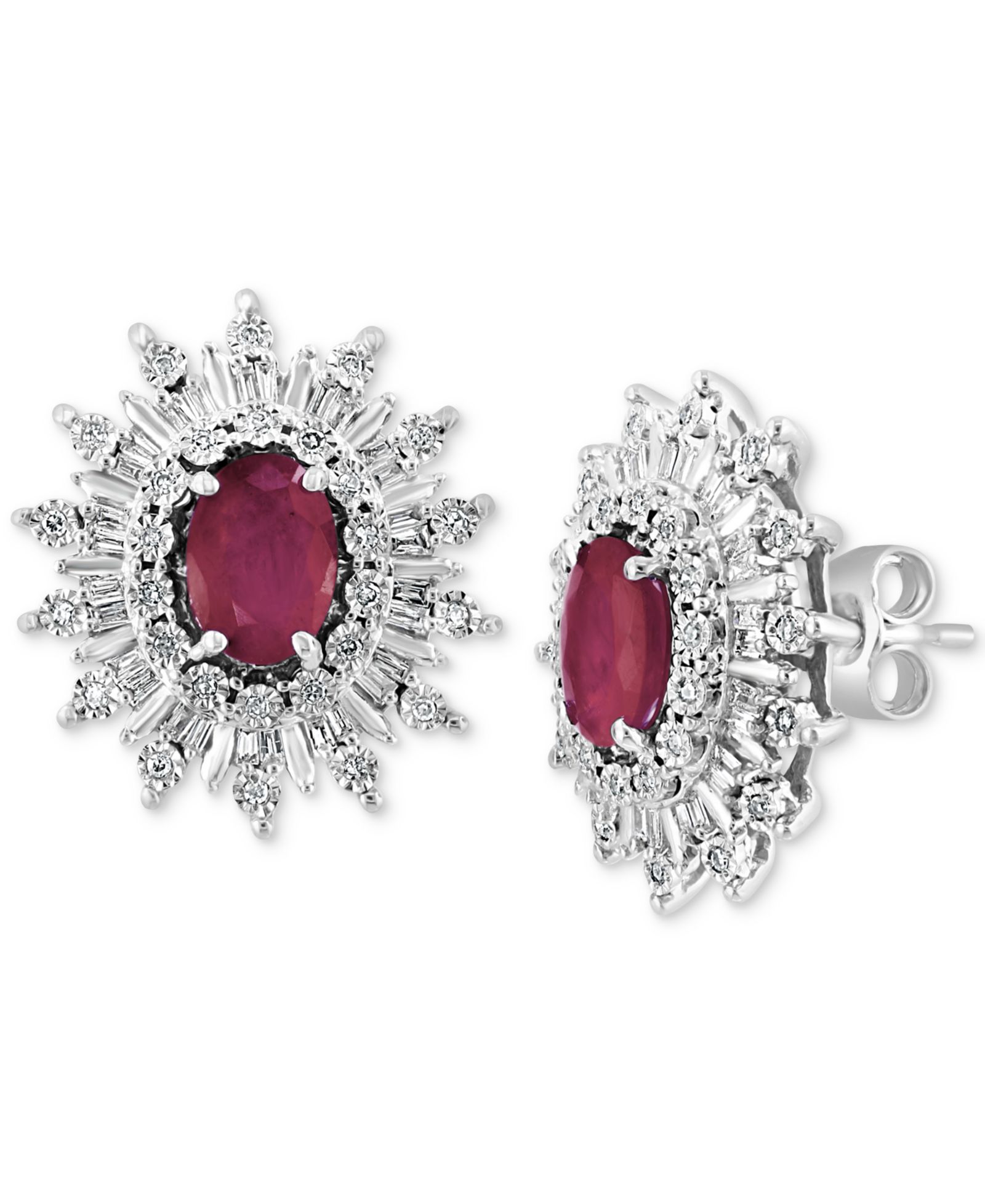 EFFY® Sapphire (1/3 ct. t.w.) & Diamond (1/3 ct. t.w.) Stud Earrings in 14k White Gold. (Also available in Ruby and Emerald)