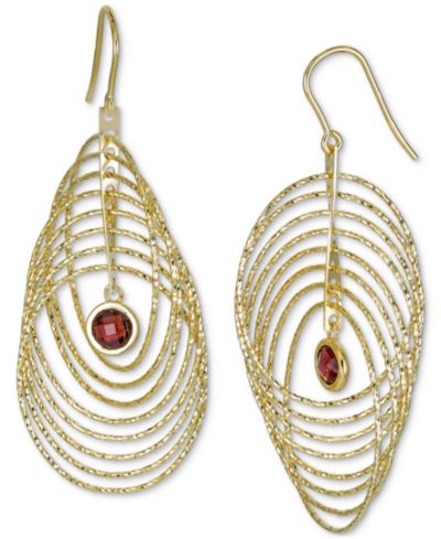 Серьги-подвески Macy's Garnet Bezel Spiral Drop