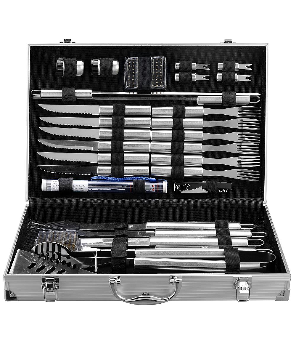 Barbecue Grill Tools with Aluminum Storage Case, Set of 30