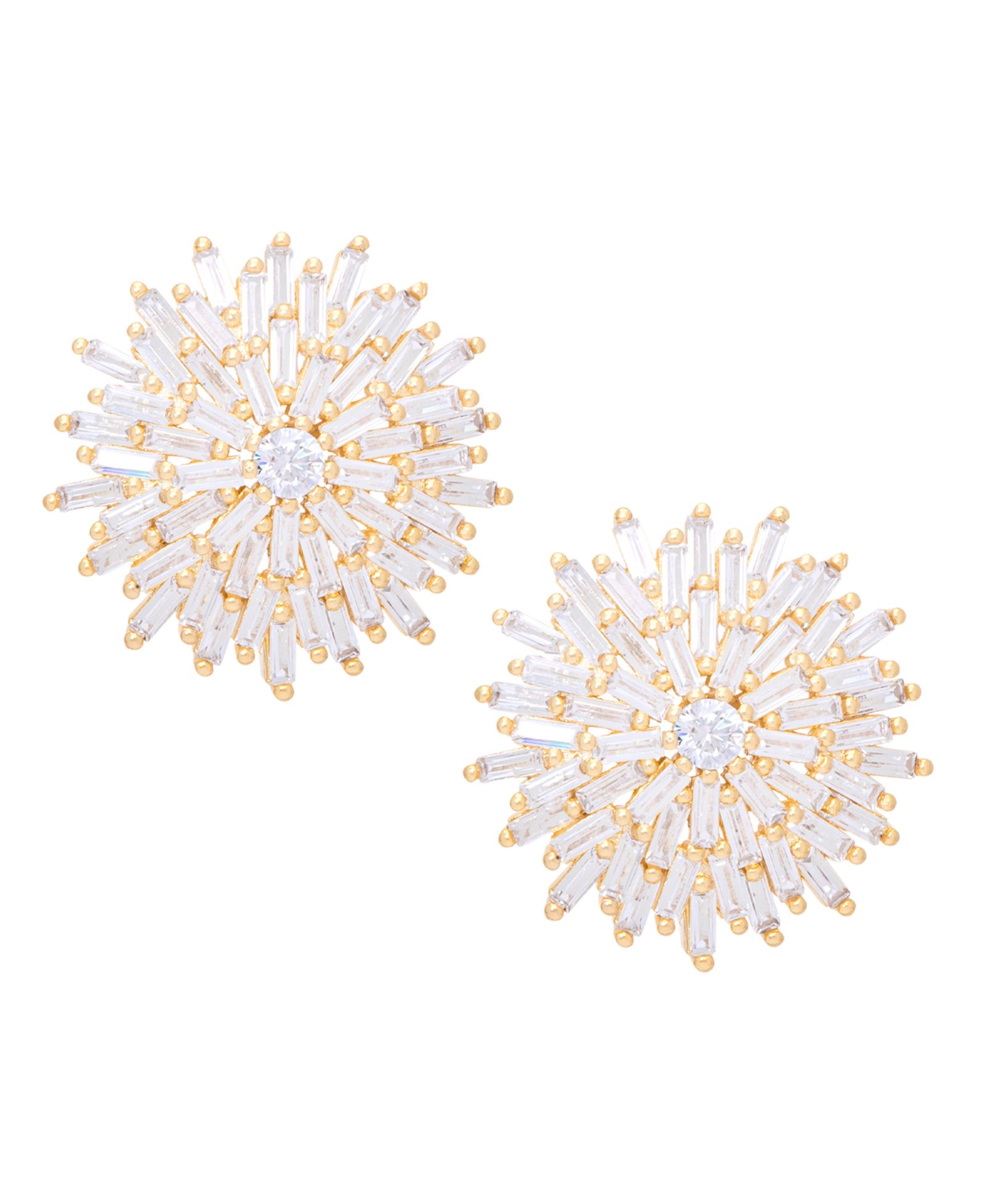 Серьги-гвоздики Cubic Zirconia Sun Gold Plate