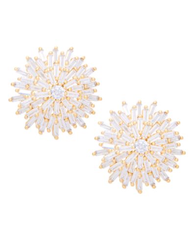 Серьги-гвоздики Cubic Zirconia Sun Gold Plate