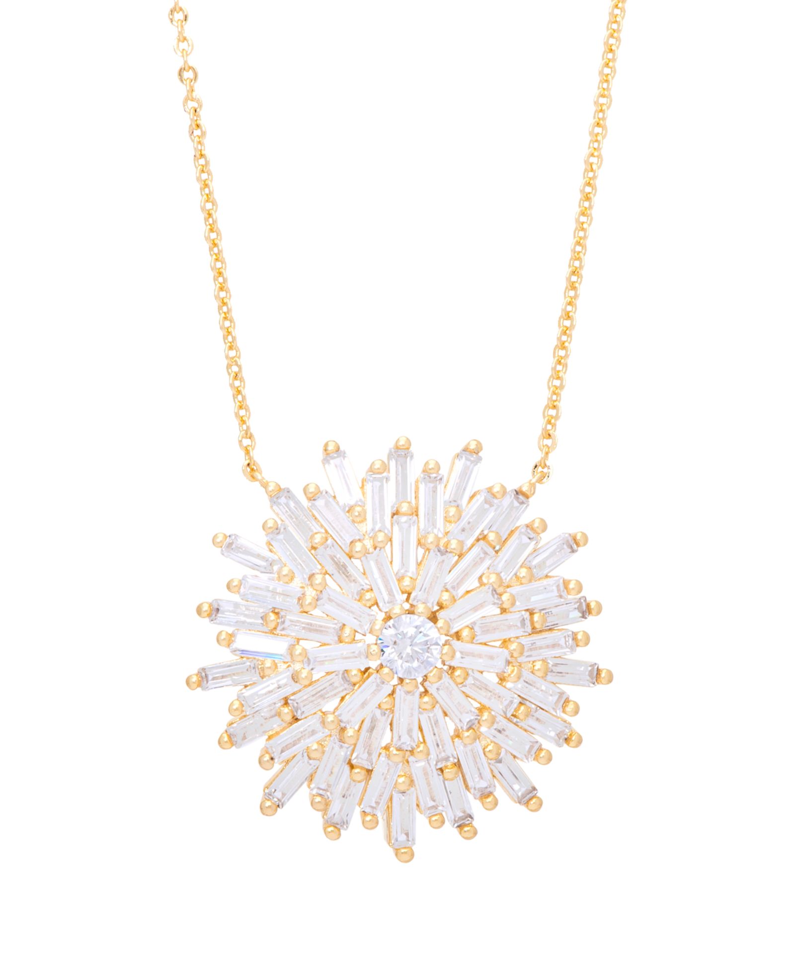 Cubic Zirconia Sun 18" Necklace in Gold Plate
