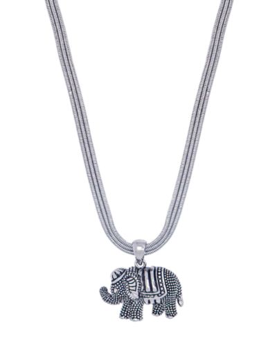 Ожерелье с кулоном Elephant, серебристое напыление, 18"