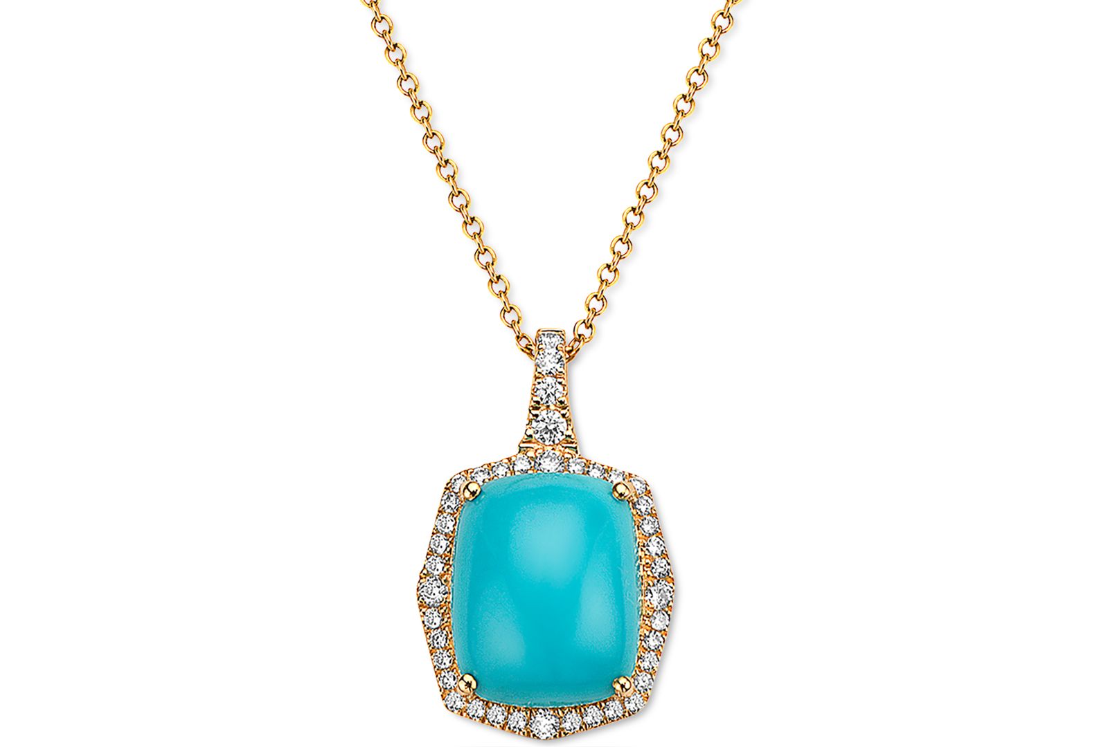 Подвеска EFFY® Turquoise & Diamond (1/4 ct. t.w.) Halo 18" в 14k Gold