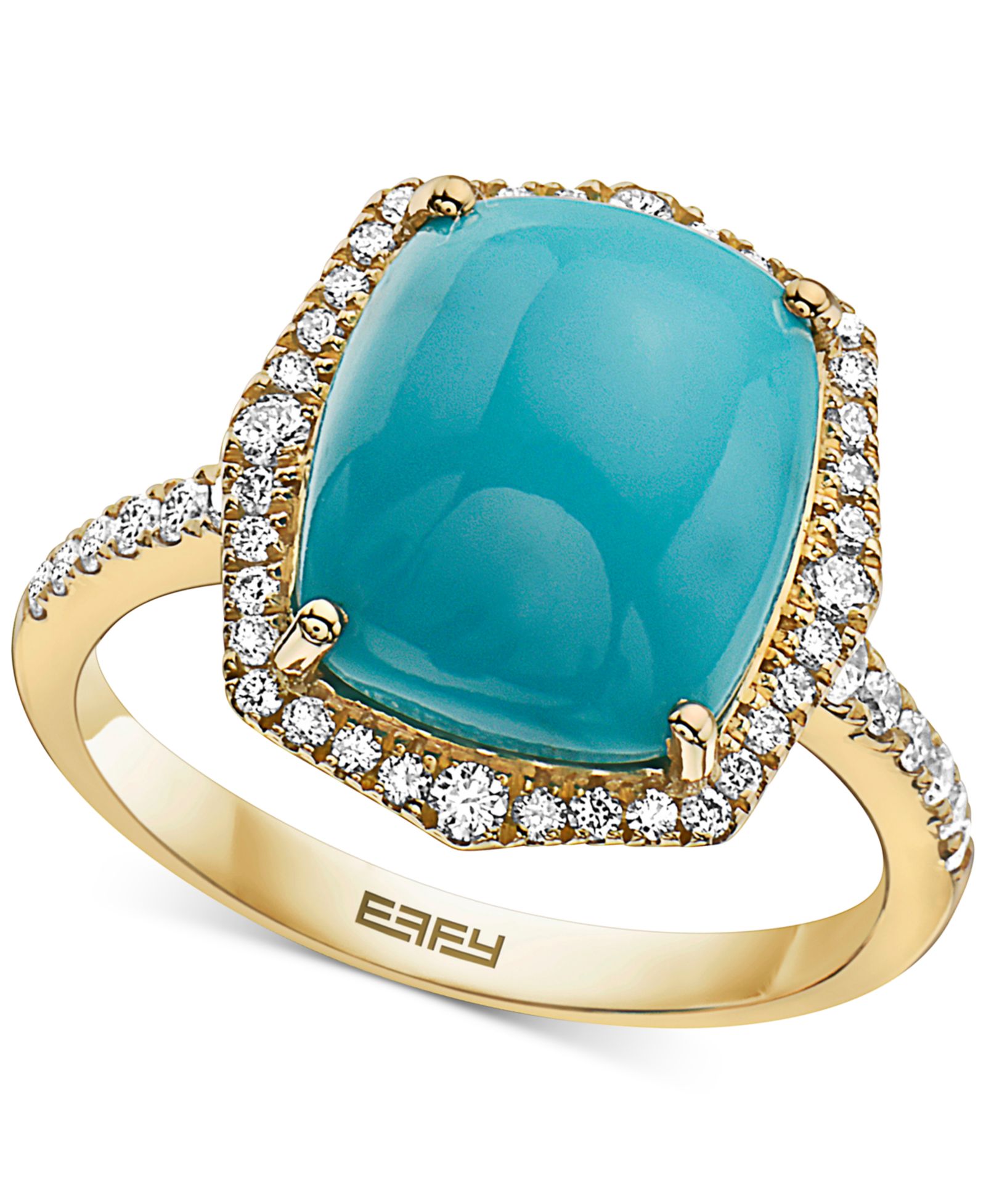 Кольцо EFFY® Turquoise & Diamond (3/8 ct. t.w.) Halo в 14k Gold