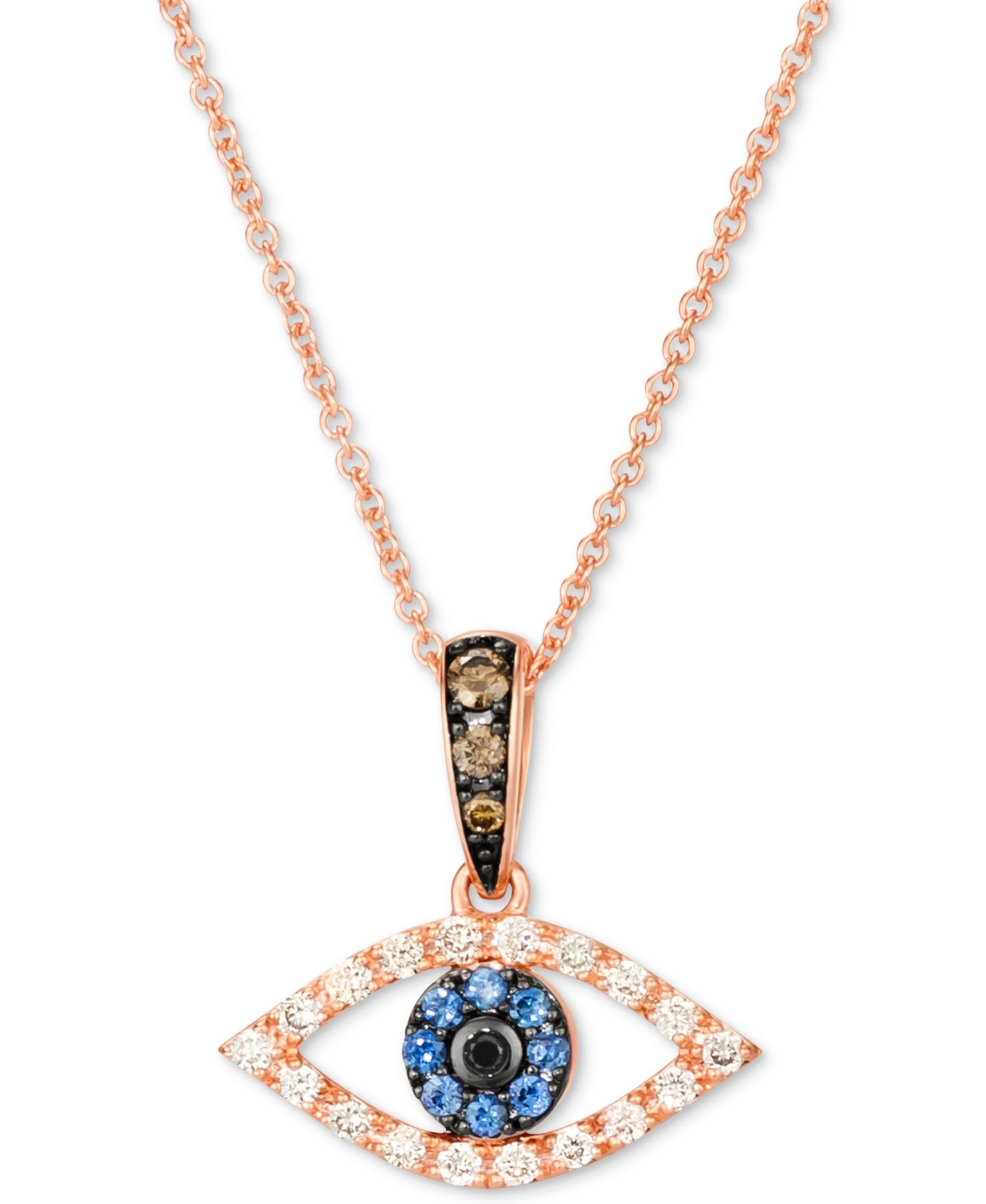Подвеска-кулон Le Vian® Blueberry Sapphire™ (1/20 ct. t.w.) & Diamond (1/5 ct. t.w.) Evil Eye 18" в розовом золоте