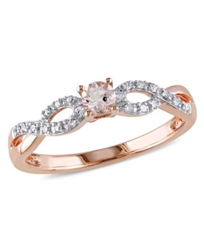 Morganite и Diamond Кольцо Infinity из серебра с позолотой Rose Gold