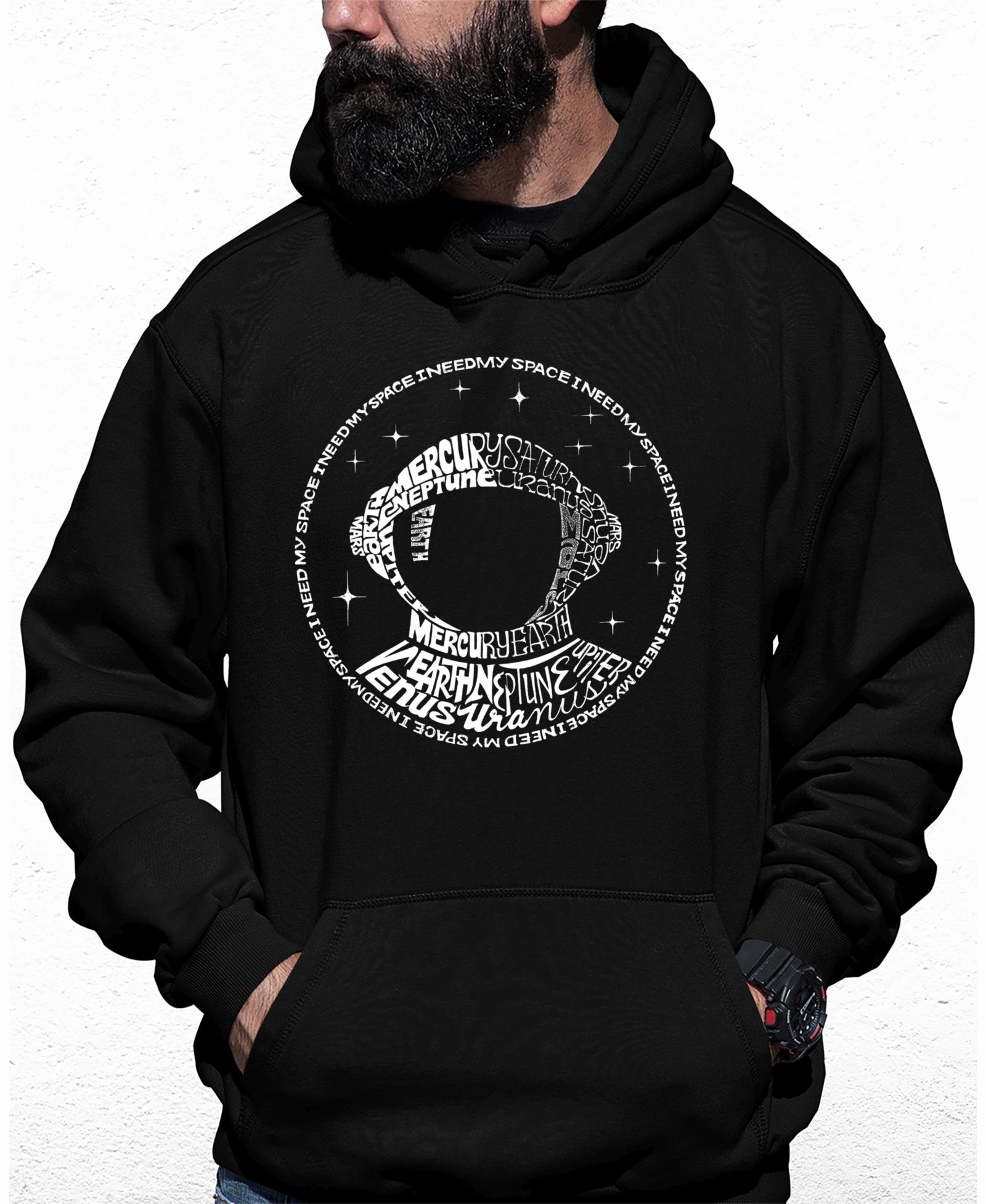 Мужской худи I Need My Space Astronaut Word Art