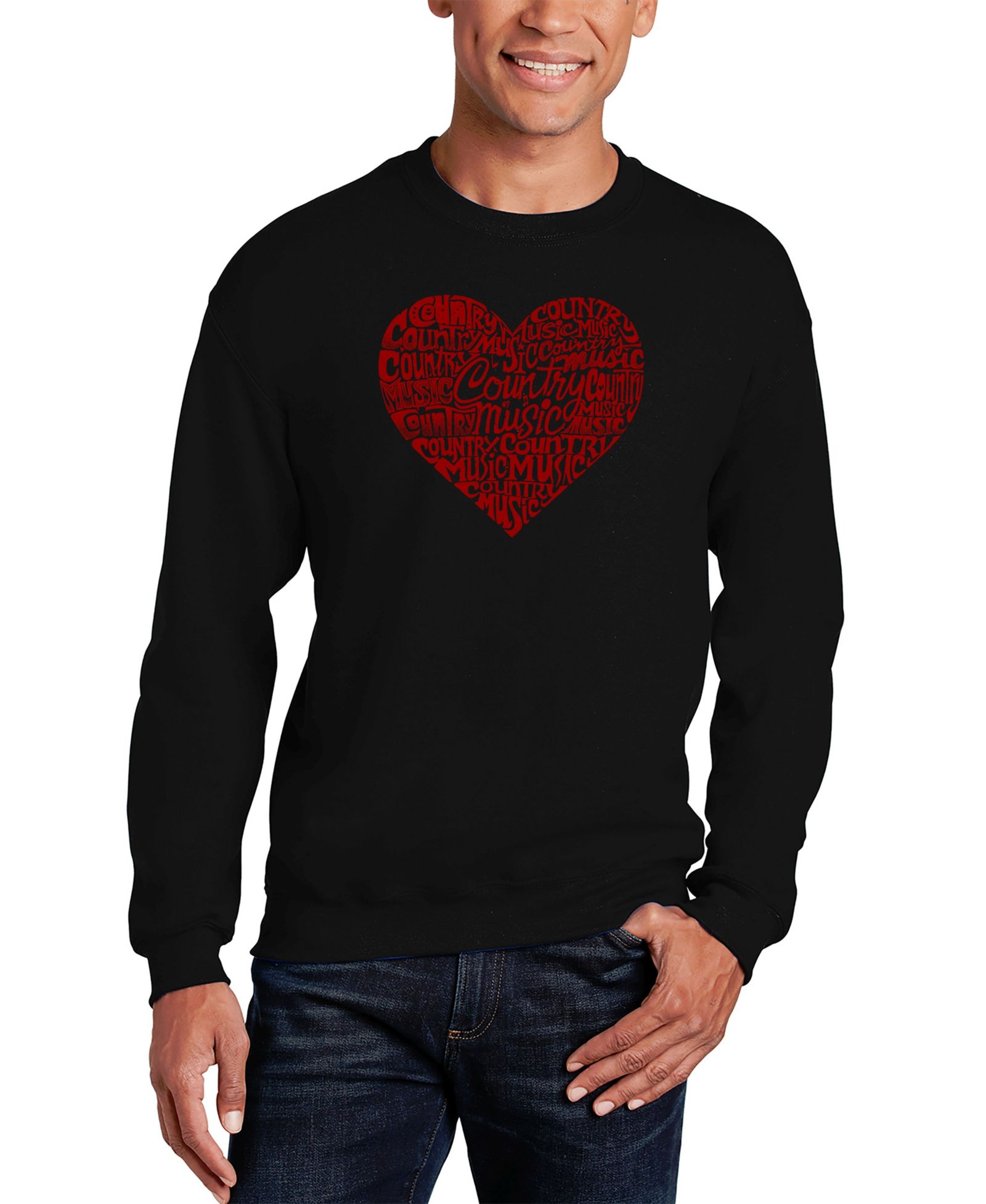 Мужской свитшот LA Pop Art Country Music Heart Word Art