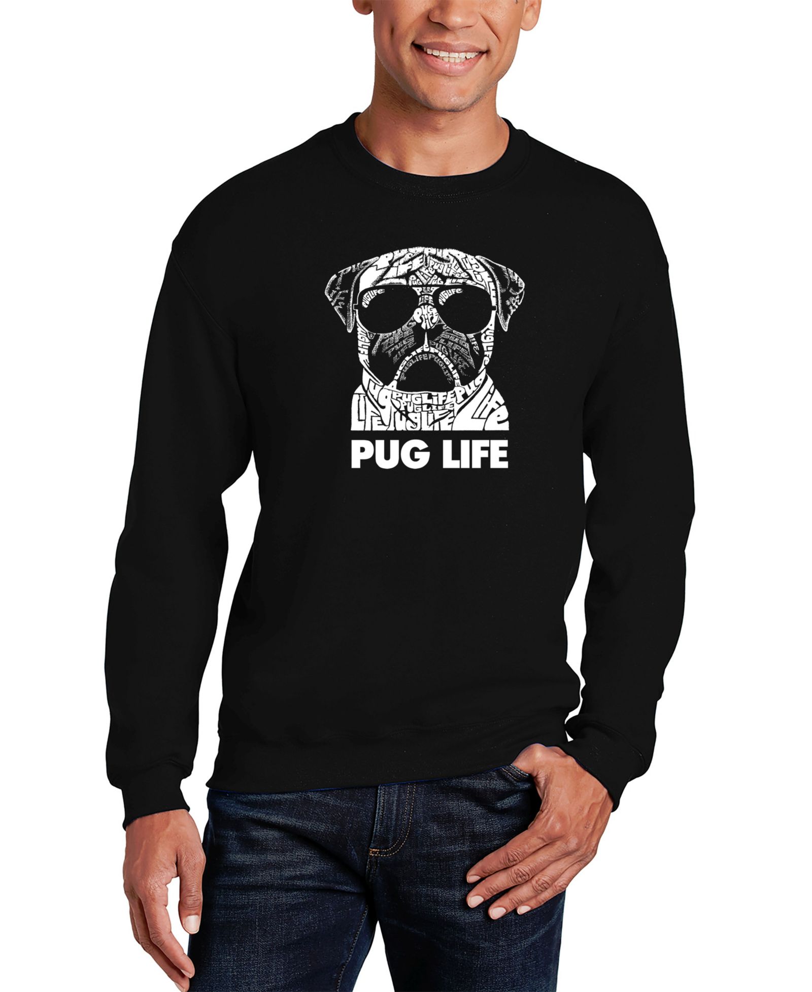 Мужской свитшот Pug Life Word Art