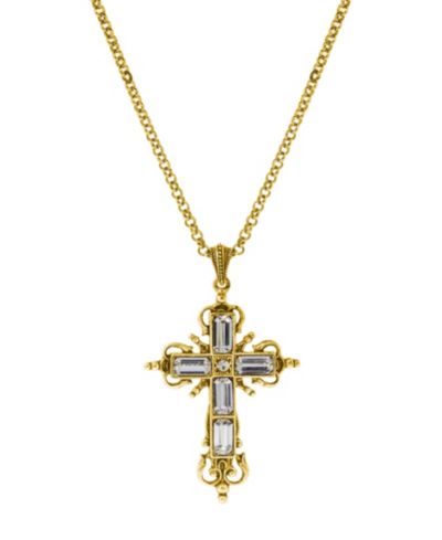 Кулон Symbols of Faith 14K Gold Dipped Crystal Cross