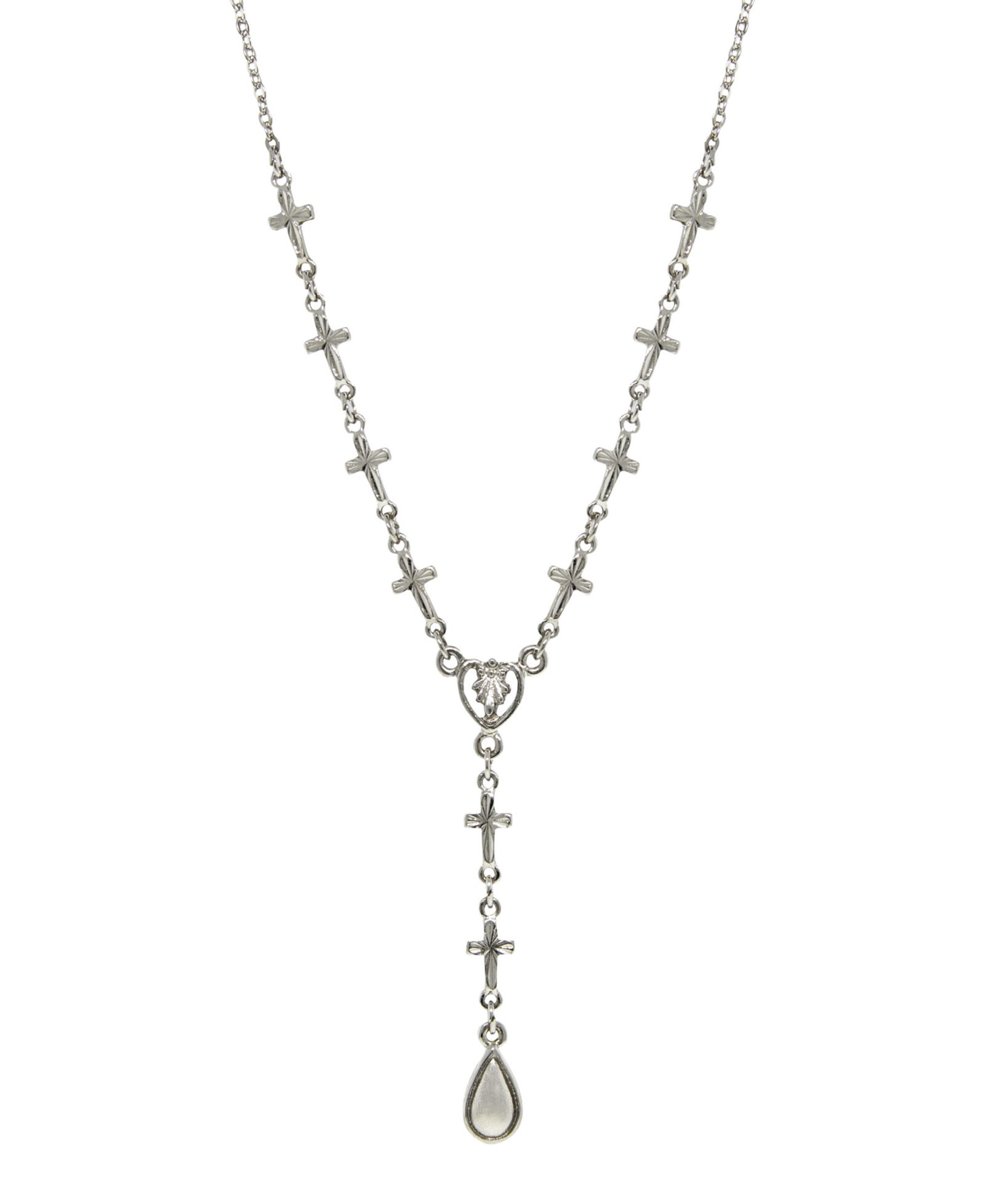 Silver-Tone Cross Chain Y-Necklace