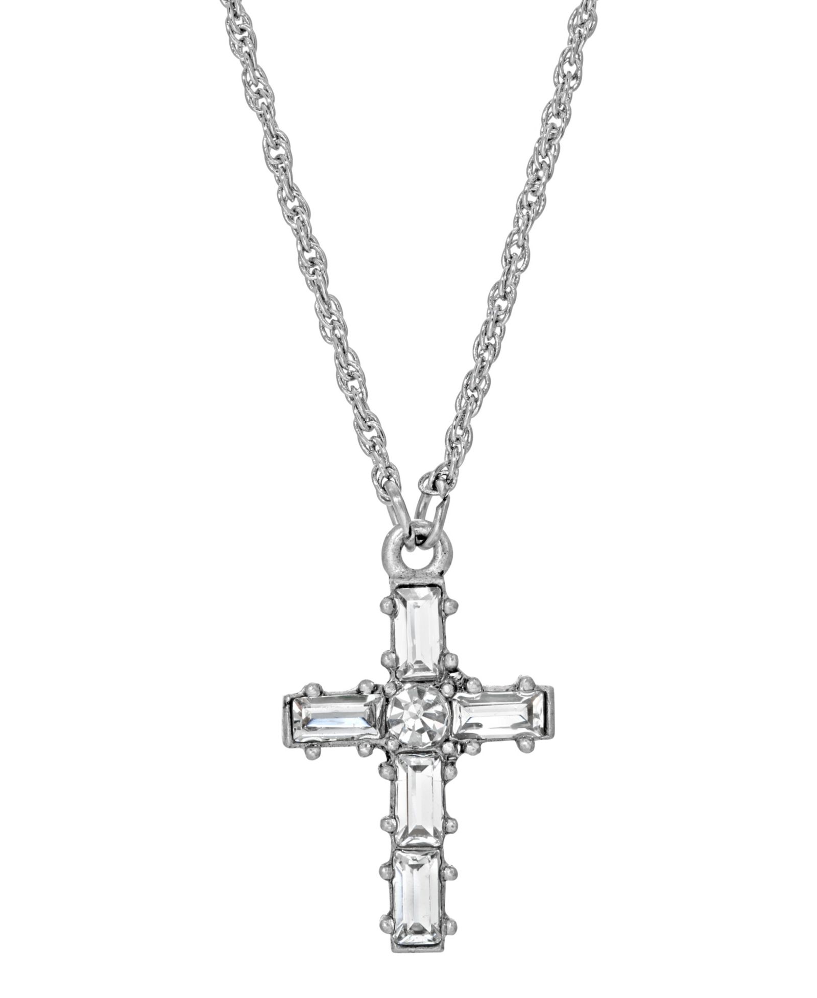 Pewter Crystal маленькая подвеска-крест