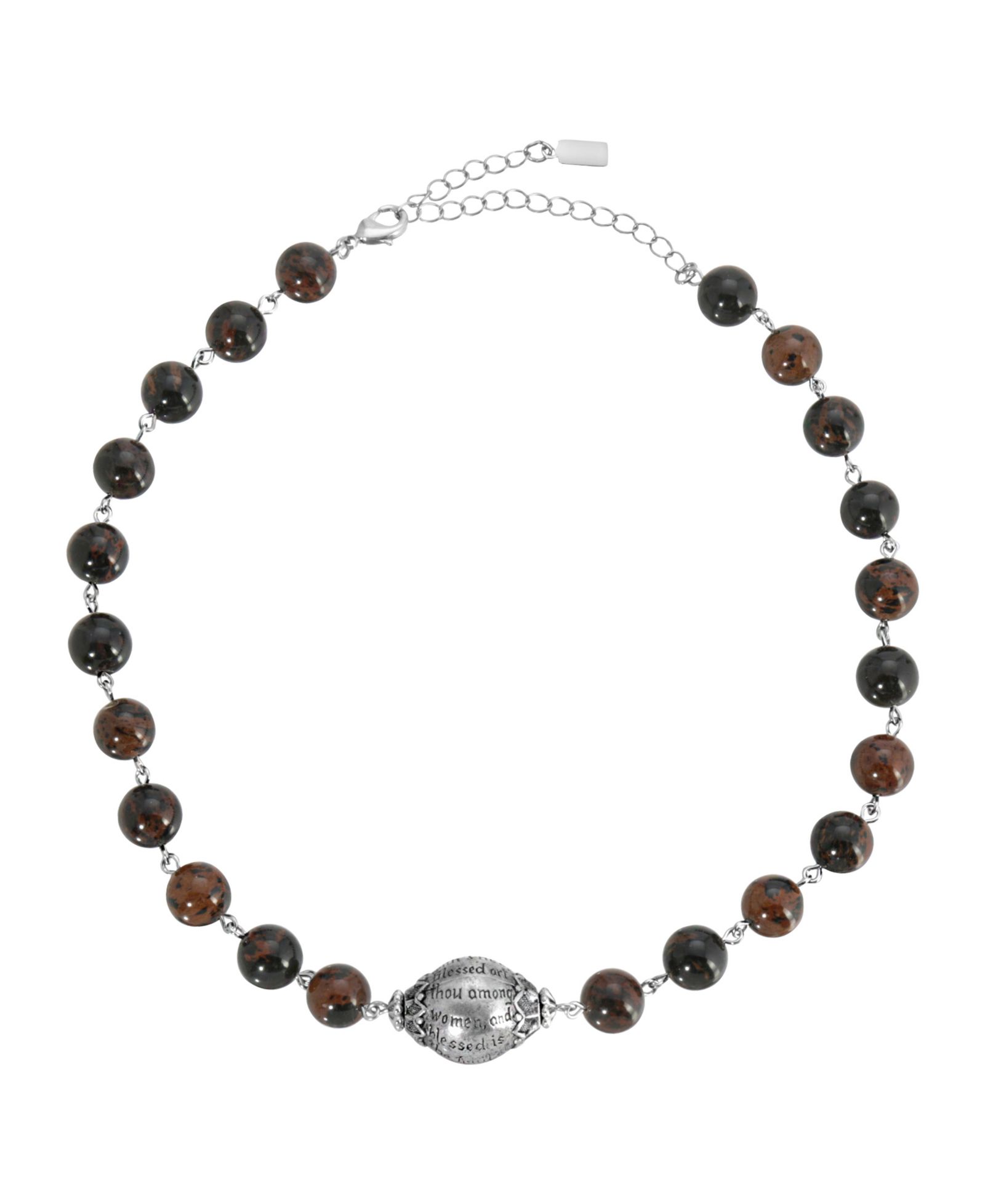 Ожерелье Symbols of Faith Silver-Tone Hail Mary Beaded Prayer Obsidian
