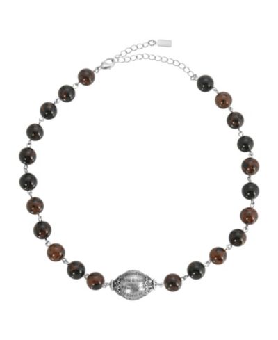 Ожерелье Symbols of Faith Silver-Tone Hail Mary Beaded Prayer Obsidian