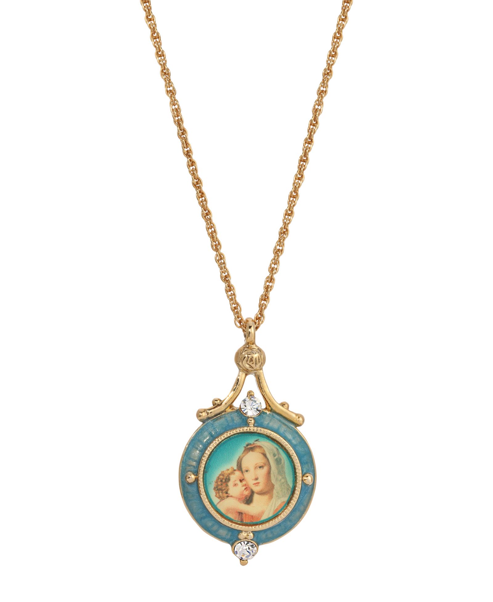 Подвеска-кулон Symbols of Faith 14K Gold-Dipped Blue Enamel Mary and Child
