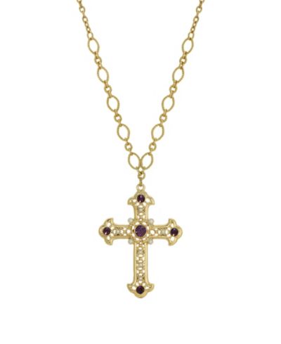 Подвеска Symbols of Faith с крестом из 14K Gold Dipped Amethyst