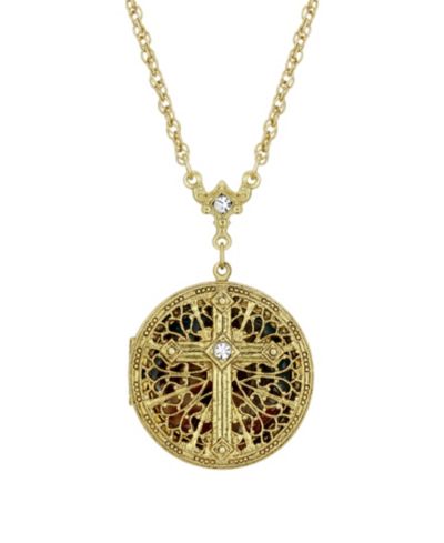 Symbols of Faith ожерелье-кулон с крестом из золота 14K Dipped Crystal