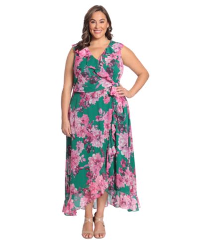 London Times Plus Size Ruffled Chiffon Maxi Dress