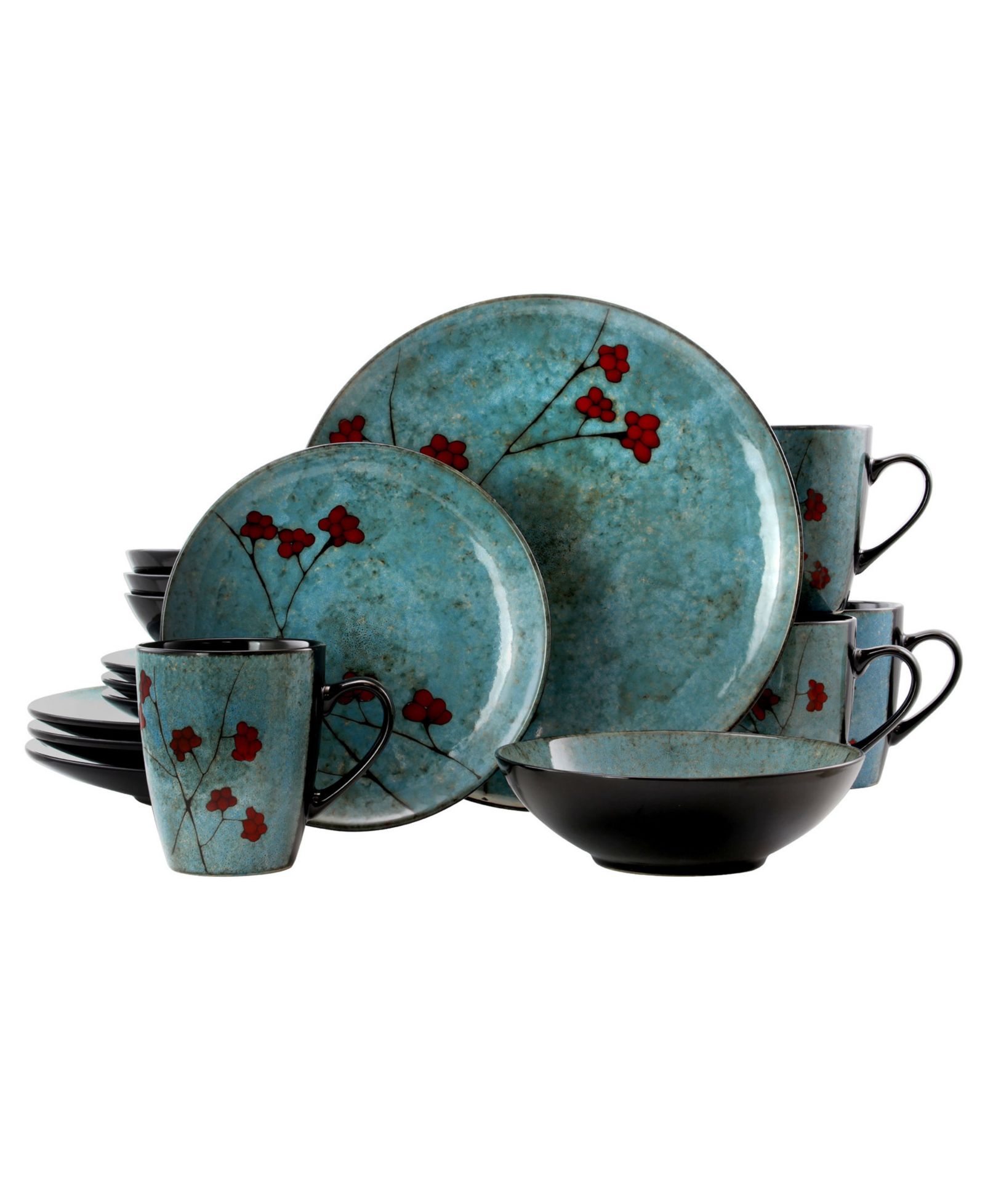 Elama Floral Accents 16 Pc. Dinnerware Set, Service for 4