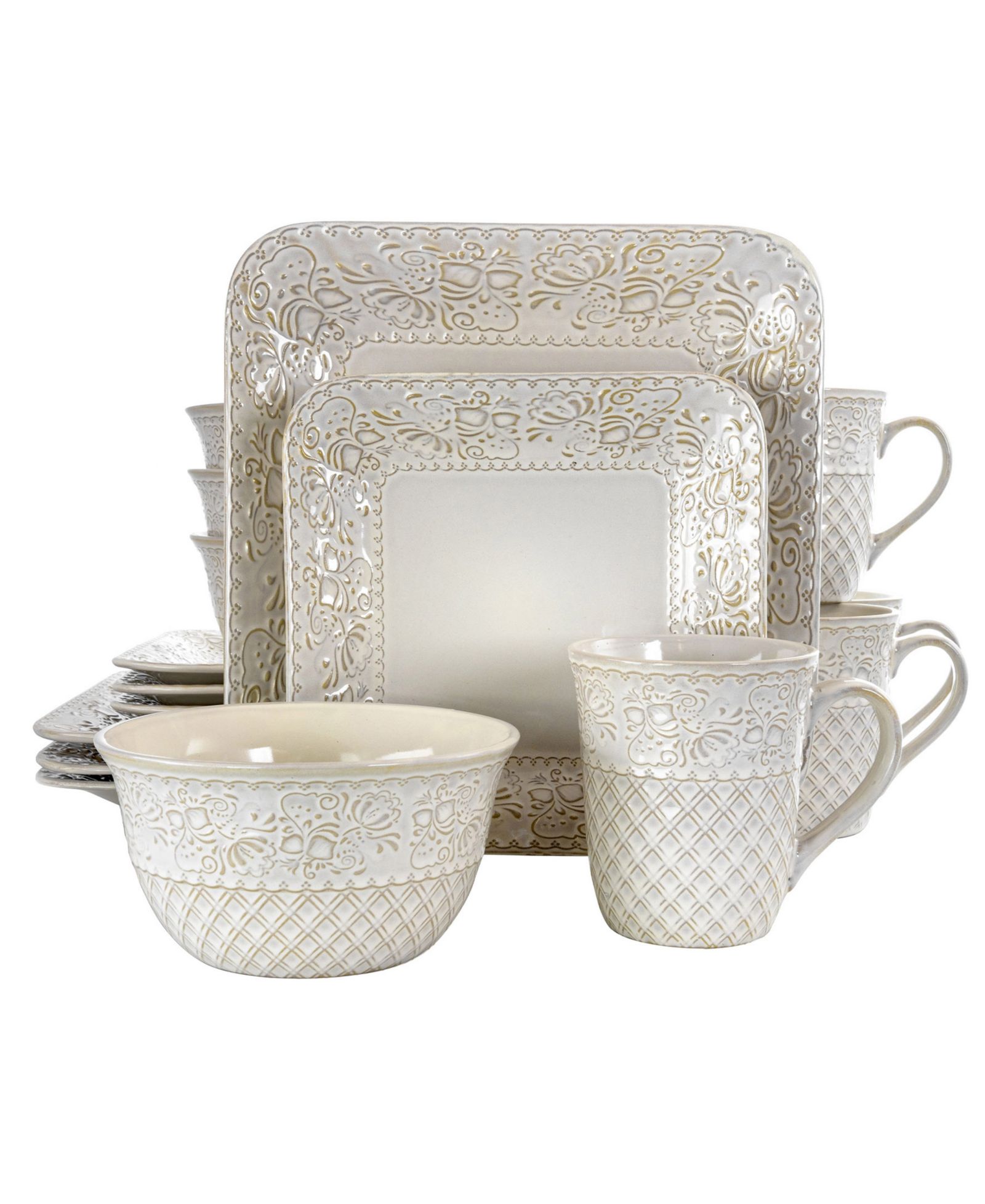 Elama Lotus 16 Pc. Dinnerware Set, Service for 4