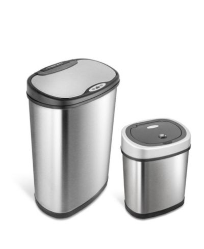 NINESTARS Rectangular Motion Sensor Trash Can 13.2 Gallon & 3.2 Gallon