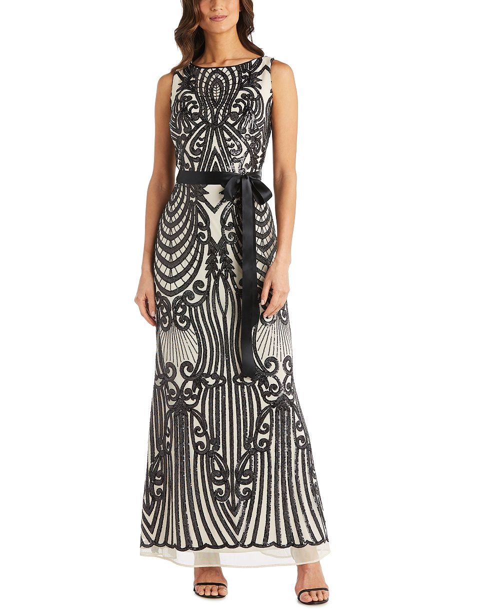 R & M Richards Sequin-Embellished Gown