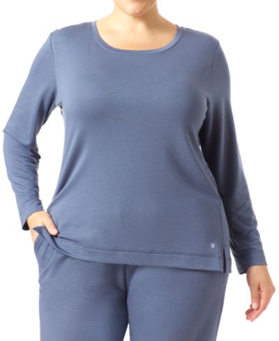Футболка для отдыха HUE® Plus Size Solid Long Sleeve