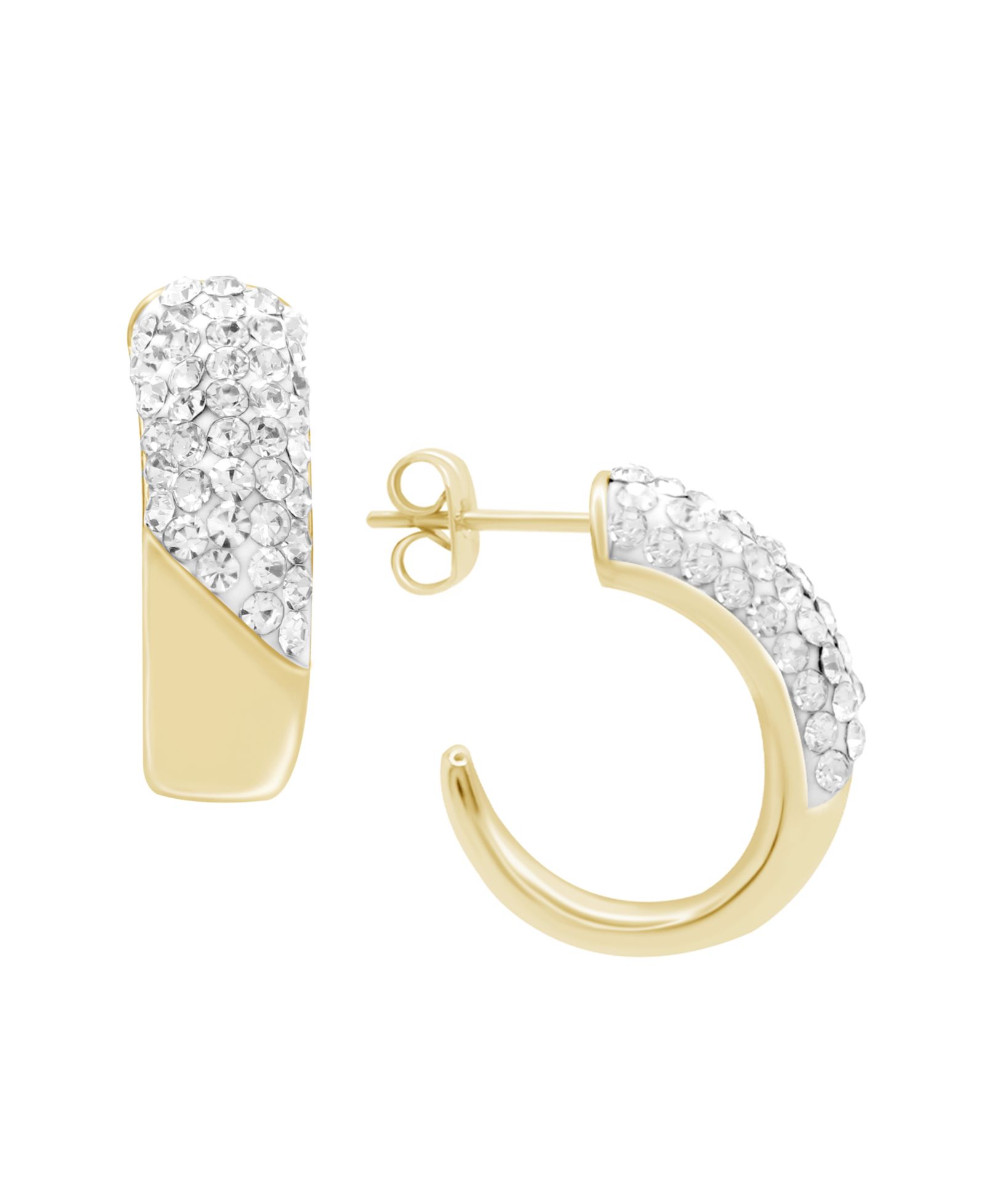 Серьги-кольца Essentials Clear Crystal Pave J Hoop, золото и серебро
