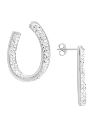 Crystal Curved Post Earring, Gold Plate and Silver Plate