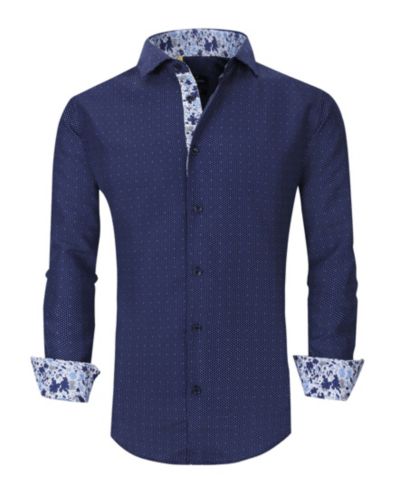 Men's Slim Fit Business Nautical Button Down Dress Shirt