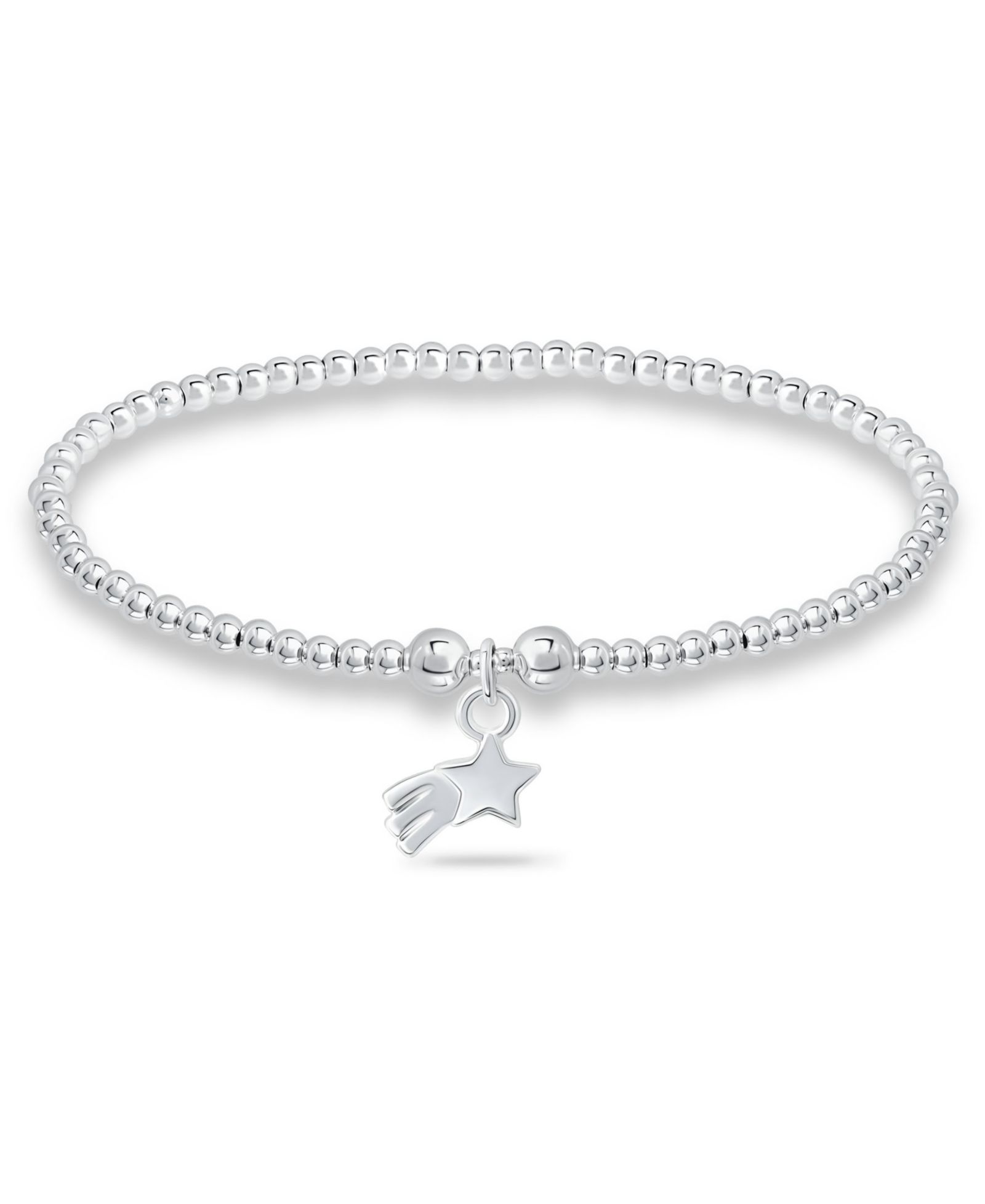Bead Shooting Star Charm Bracelet in Silver Plate