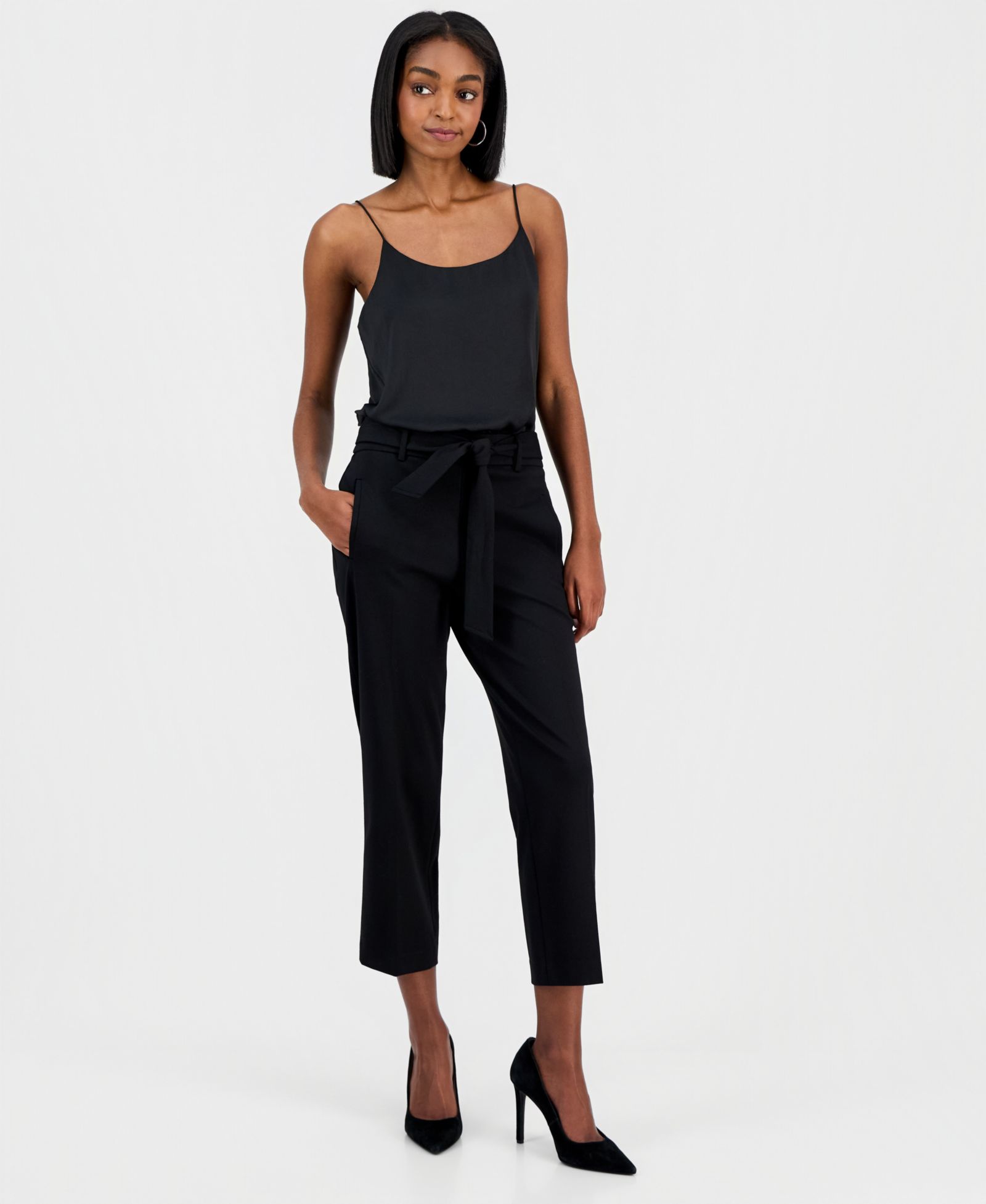 Bar III Women's Compression Tie-Front Capris Pants, Created for Macy's