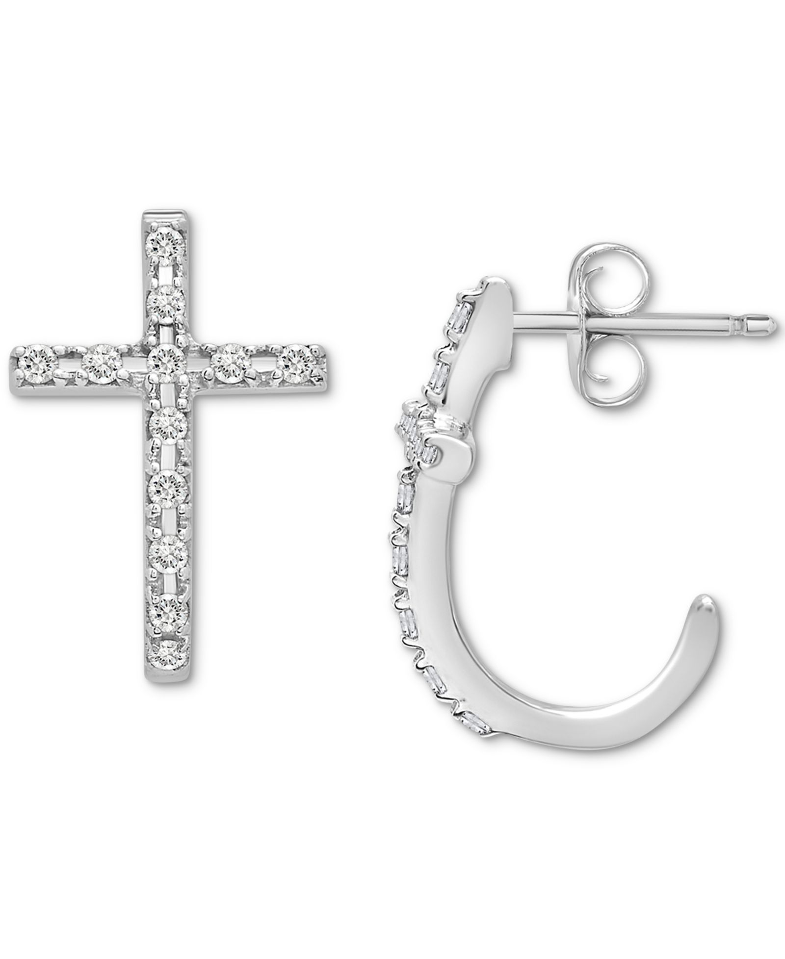 Серьги Wrapped™ Diamond Cross в 14k белом или желтом золоте