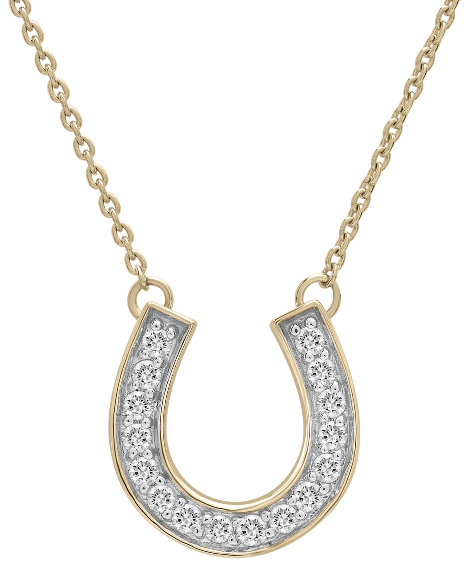 Wrapped™ Подвеска-кулон Diamond Horseshoe в 14k White or Yellow Gold, 17" + 2" extender