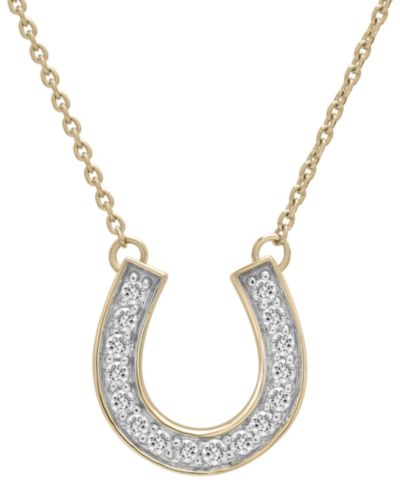 Wrapped™ Подвеска-кулон Diamond Horseshoe в 14k White or Yellow Gold, 17" + 2" extender