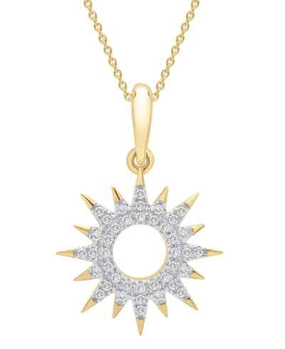 Wrapped™ Diamond Sun Pendant Necklace (1/10 ct. t.w.) in 14k Gold Created for Macy's (Also available in Black Diamond)