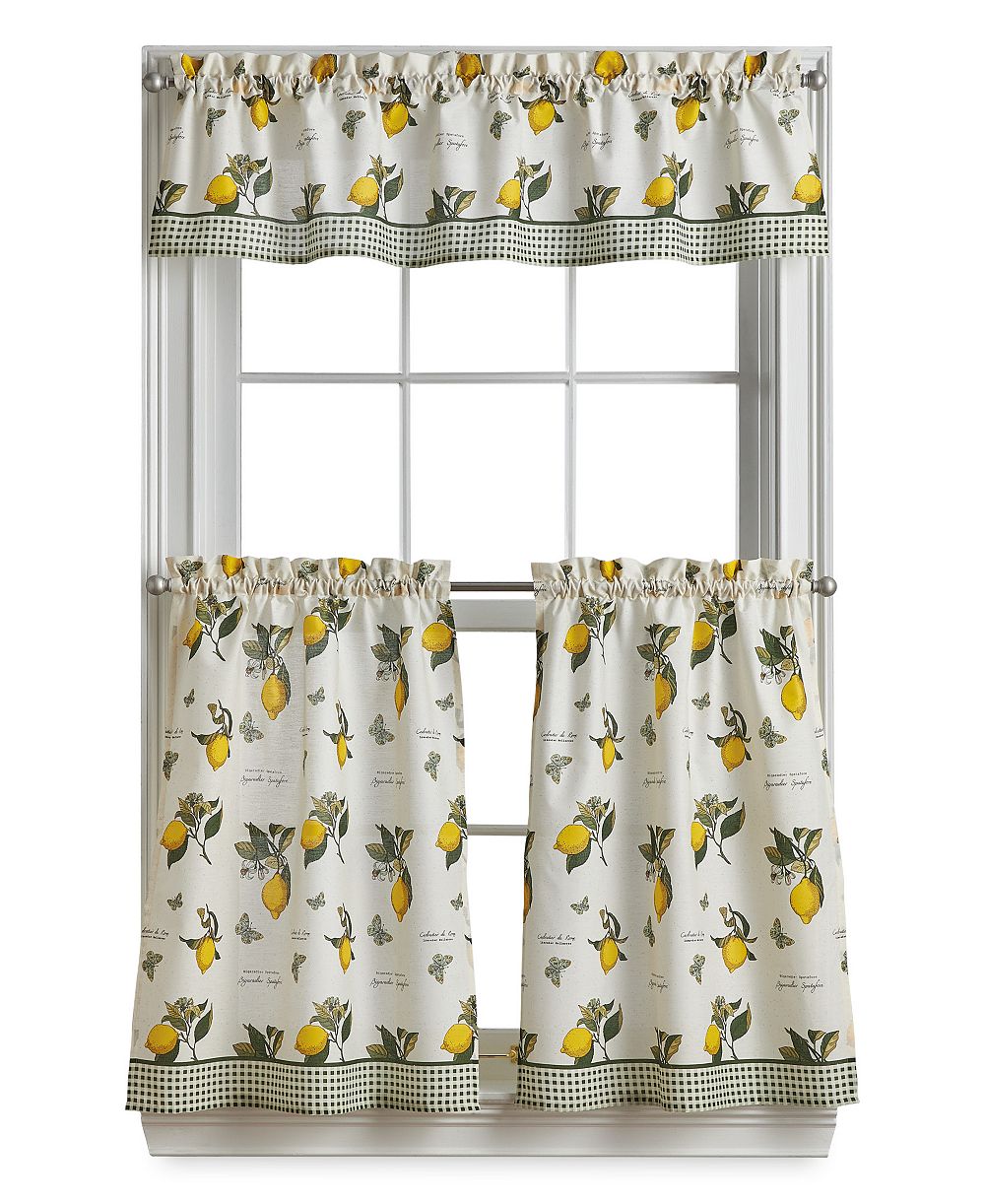 Curtainworks комплект из 3 элементов: ламбрекен и короткие шторы в стиле Vintage-Lemon