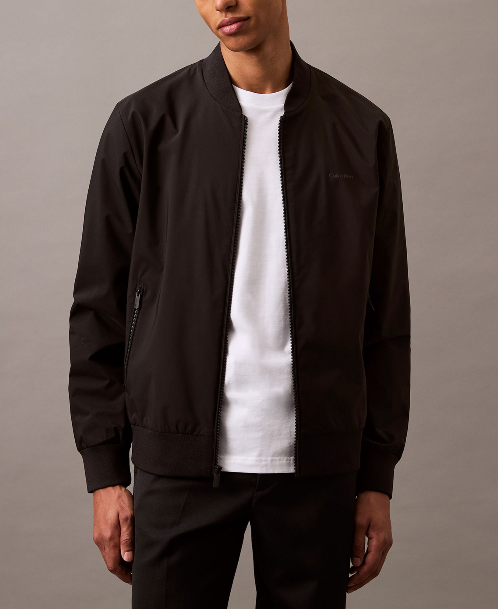 Calvin Klein Men's Logo-Print Matte Bomber Jacket
