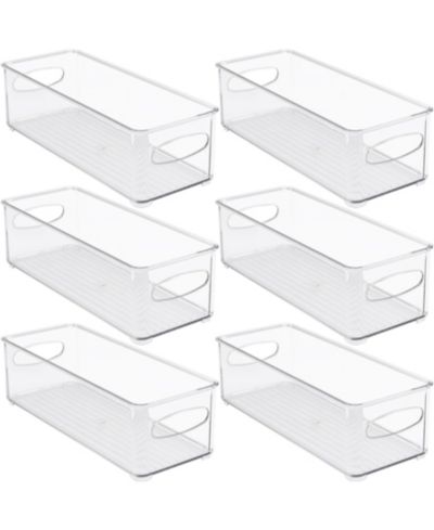Sorbus 6 Pack Narrow Stackable Clear Storage Bins with Handles- for Kitchen Pantry, Freezer & Fridge Organization