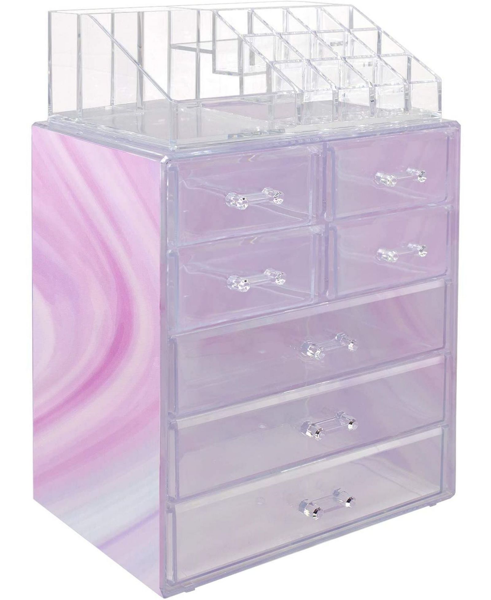 Sorbus Medium Tie-Dye Makeup Organizer Set - (3 Large / 4 Small Drawers/Top Tray)