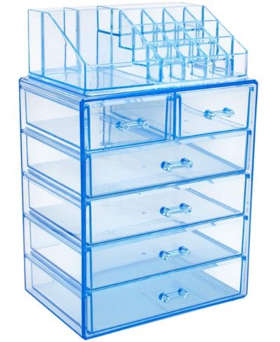 Sorbus 2 Piece Acrylic Makeup and Jewelry Storage Organizer Case (6 Drawers and Lipstick Tray)