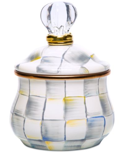 Mackenzie-Childs Sterling Check Lidded Sugar Bowl